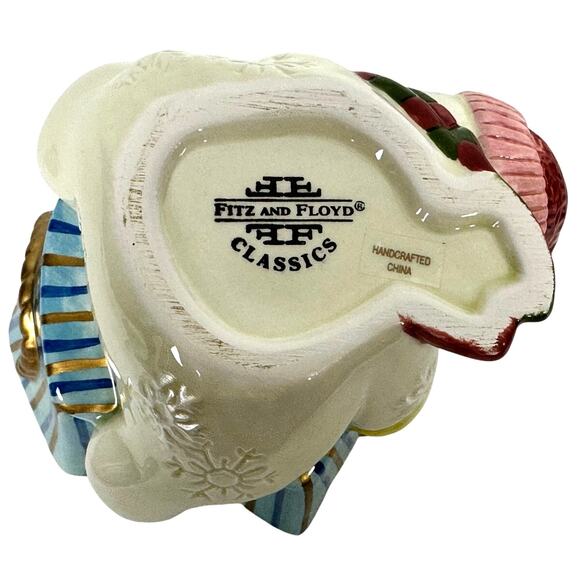 Fitz and Floyd Frosty Folks Snowman Candy Dish Sugar Bowl Trinket Dish-Excellent - Picture 7 of 8